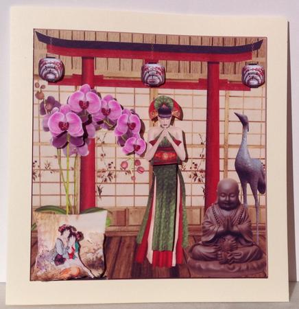 Asian Scene Card Topper with Decoupage by Jennifer Archer