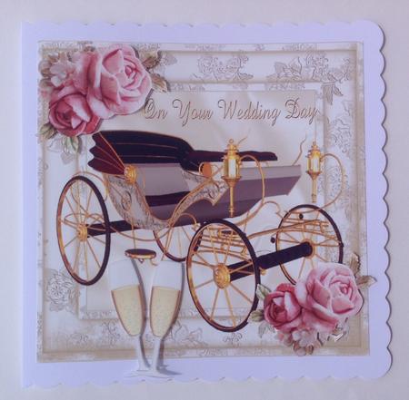 Your Gold Carriage Awaits for Mr & Mrs  -  8x8 by Jennifer Archer