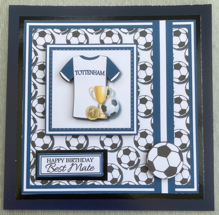 7X7 Tottenham Card Front, topper, Decoupage & Sentiments  by Jenny Bennett