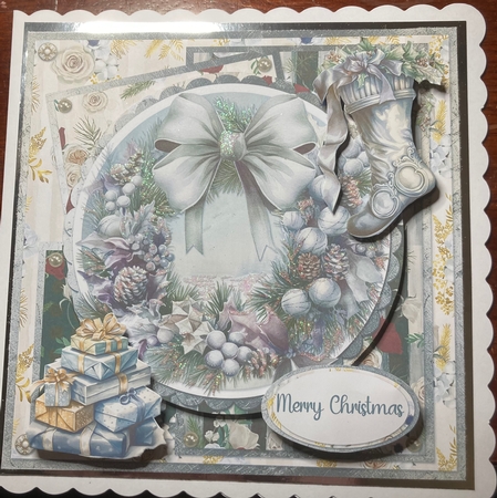 Traditional Christmas 3: Silver & Red Bouquet 7 x 7 Card Mini Kit, 8 Sheets by Jenny Bennett