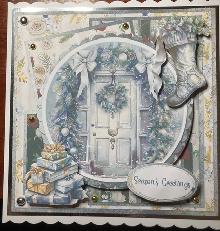 Traditional Christmas 3: Silver & Red Bouquet 7 x 7 Card Mini Kit, 8 Sheets by Jenny Bennett