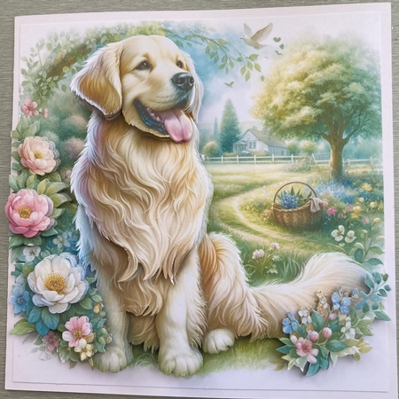 Charming Spring Garden Dogs 8 by Jenny Bennett