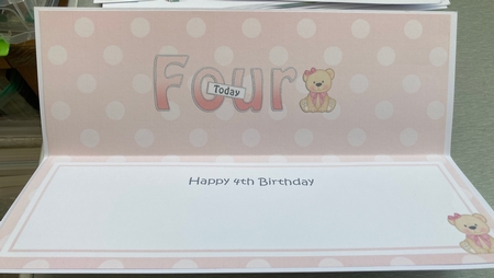 Large DL Happy Birthday FOUR TODAY insert by Jenny Bennett