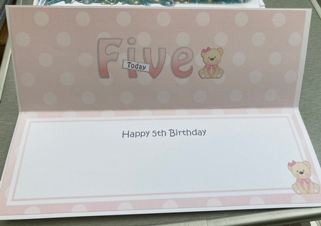 Large DL Happy Birthday FIVE TODAY insert by Jenny Bennett