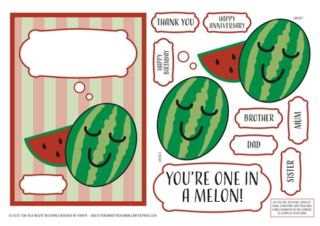 A5 card One in a Melon Decoupage by Jenny Bicknell