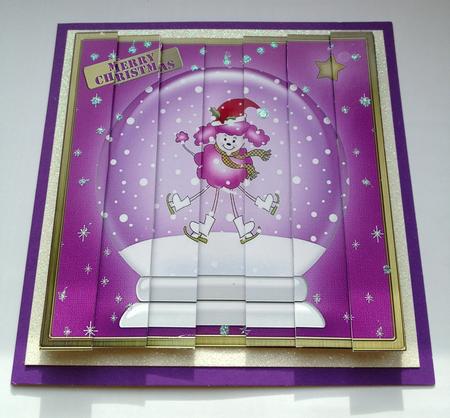 Xmas Poodle Snowglobe Side Stacker Topper by Jenny Brown