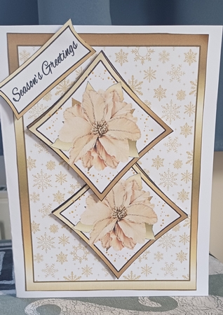 Two squares Gold Poinsettias by Jenny Caldwell