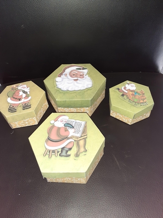 Nesting Boxes Christmas 3 Set of 4 by Jenny Caldwell