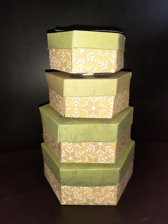 Nesting Boxes Christmas 3 Set of 4 by Jenny Caldwell