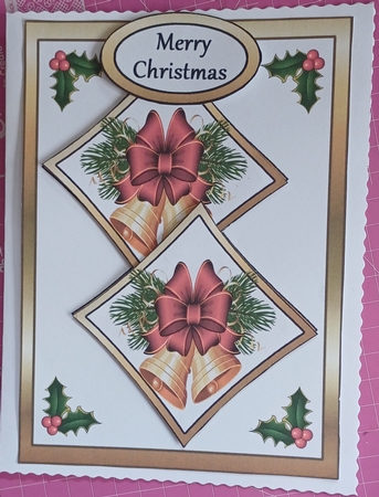 Two squares Bells & holly by Jenny Caldwell