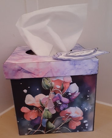 Tissue box cover Sweet peas2 by Jenny Caldwell