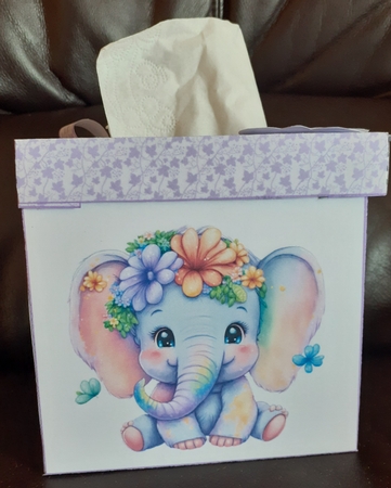 Tissue box cover Baby elephants by Jenny Caldwell