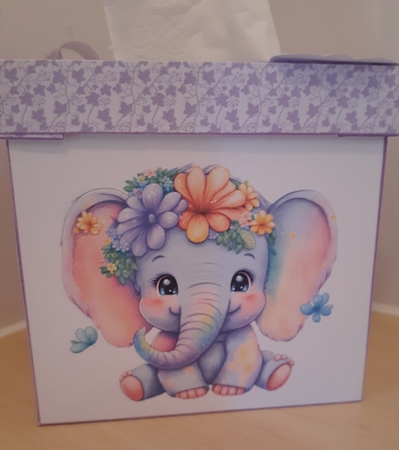 Tissue box cover Baby elephants by Jenny Caldwell