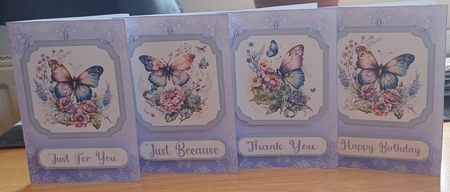 c6(aprox) Blue butterfly notelet by Jenny Caldwell