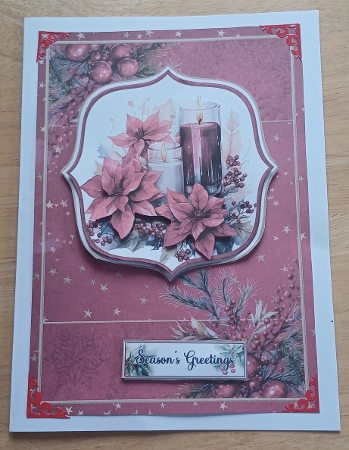 A5 Candles & Holly 5 Card Front, Toppers, Decoupage & Sentiments by Jenny Caldwell