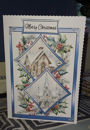 Two squares Snowy Churches by Jenny Caldwell
