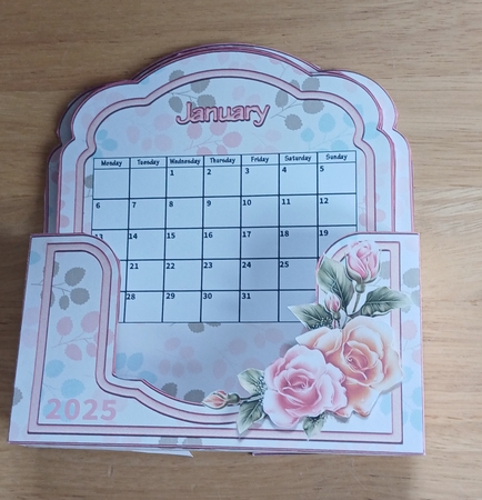 Peach Roses Desktop Calendar 2025 by Jenny Caldwell