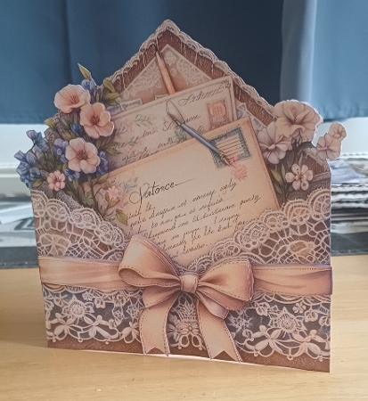 Lace & Floral Envelope Shaped Card no 3 by Jenny Caldwell