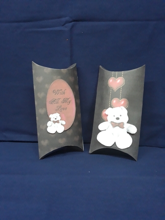 Special Teddy with Hearts Pillow Gift Box by Jenny Caldwell