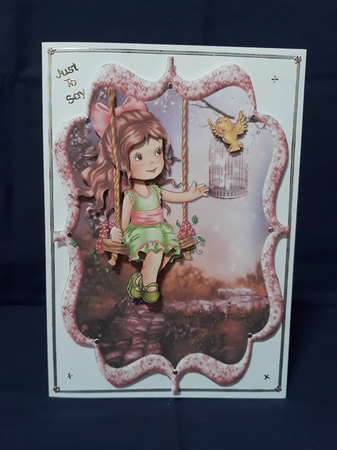 Girl Swings in the Garden~bracket Shape Topper by Jenny Caldwell
