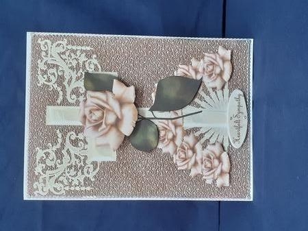 Sympathy Pearl Cross Pink Antique Rose by Jenny Caldwell