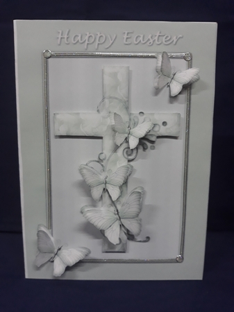 Butterflies and Cross Easter Card Green by Jenny Caldwell