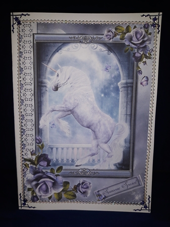 Moonlit Fantasy Unicorn & Roses by Jenny Caldwell