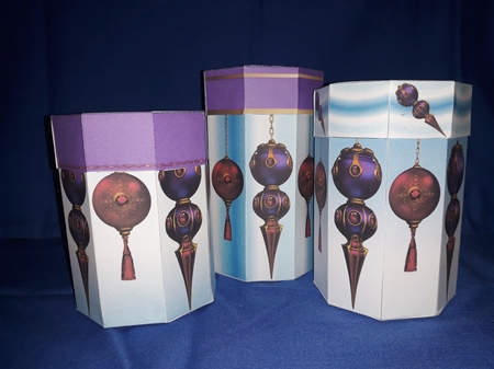 Set of 3 Octagonal Boxes - Christmas Baubles 2 by Jenny Caldwell