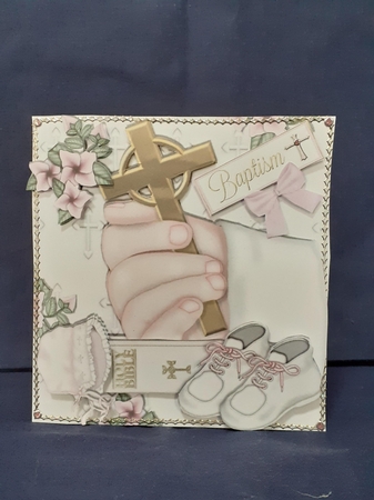 Hand with Cross and Bible for Baby Girl Christening 8x8 Kit by Jenny Caldwell