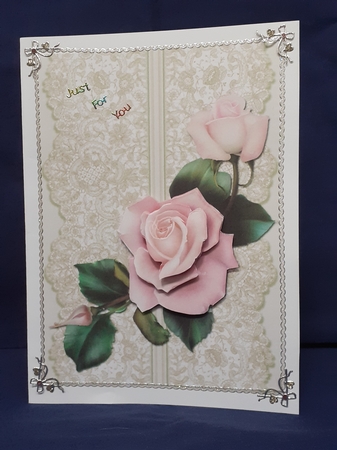 Roses on Lace - Pale Pink on Cream by Jenny Caldwell