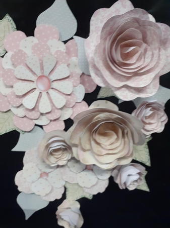 Shabby Chic Blooms & Foliage - Pink & Duck Egg by Jenny Caldwell