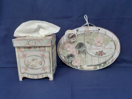 Shabby Chic Tissue Box Cover & Decorative Plaque - Rustic Rose by Jenny Caldwell