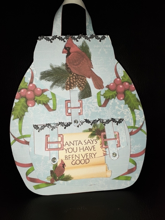 Tired Santa back pack gift bag by Jenny Caldwell