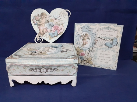 A Fine Romance 8X8 Ornate Keepsake Box, Popup Card, Bookmark & Hanging Heart Gift Kit by Jenny Caldwell