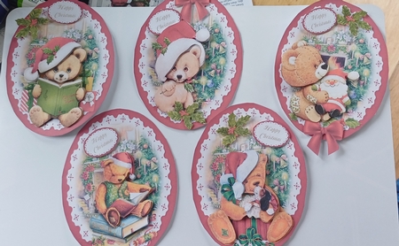Vintage Christmas Teddy Toppers set of 5 A4 Sheets by Jenny Caldwell