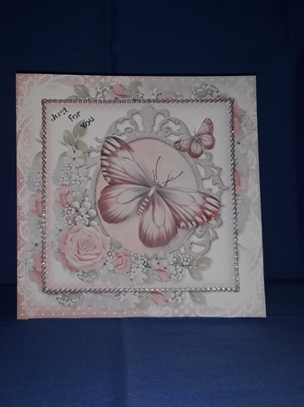 Pink and Grey Butterfly Floral  by Jenny Caldwell
