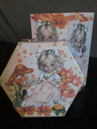 GORGEOUS TALL HEXAGONAL DECOUPAGE BOX - TOO CUTE by Jenny Caldwell