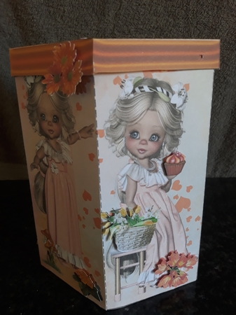 GORGEOUS TALL HEXAGONAL DECOUPAGE BOX - TOO CUTE by Jenny Caldwell