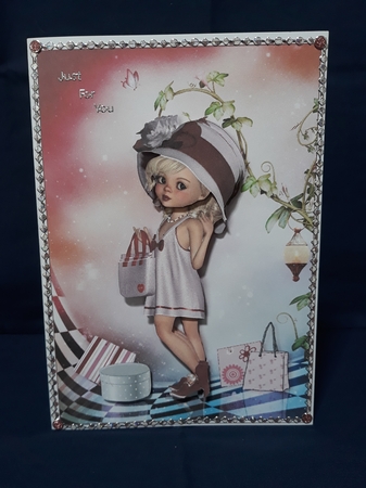 Sweet Little Red Shoes and Lippy A5 Card Front & Decoupage by Jenny Caldwell