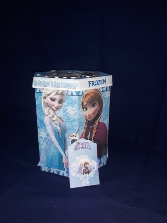 FROZEN ANNA ELSA OLAF TALL HEXAGONAL DECOUPAGE BOX by Jenny Caldwell
