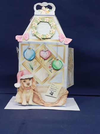 CHRISTMAS GIFT LANTERN CARD  - Puppys Christmas by Jenny Caldwell