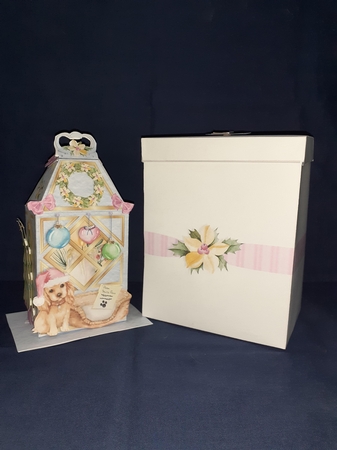CHRISTMAS GIFT LANTERN CARD  - Puppys Christmas by Jenny Caldwell