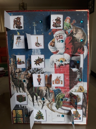 Santa Getting In The Chimney A4 Advent Calendar Minikit by Jenny Caldwell