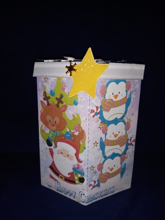 CHRISTMAS FRIENDS - HEXGONAL FAVOR GIFT BOX DECOUPAGE by Jenny Caldwell