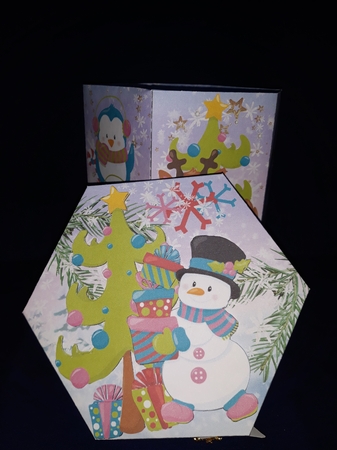 CHRISTMAS FRIENDS - HEXGONAL FAVOR GIFT BOX DECOUPAGE by Jenny Caldwell