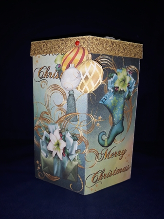 HOLIDAY DAZZLE - HEXAGONAL FAVOR GIFT BOX DECOUPAGE by Jenny Caldwell