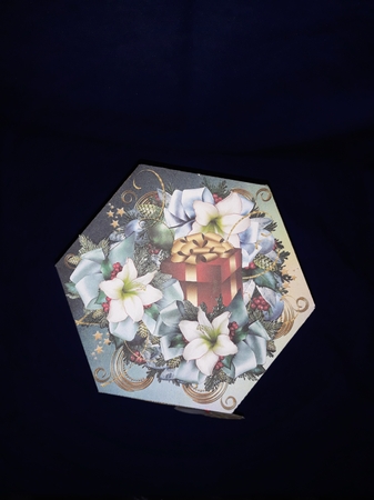 HOLIDAY DAZZLE - HEXAGONAL FAVOR GIFT BOX DECOUPAGE by Jenny Caldwell