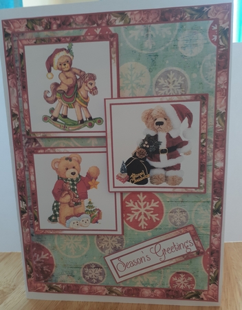 Three Christmas Bears 3 Squares by Jenny Caldwell