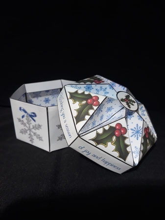 Blue Snowflakes Fancy Topped Box by Jenny Caldwell