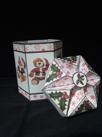 Christmas Teddy Bears Tall Fancy Topped Box by Jenny Caldwell